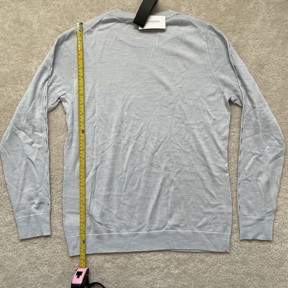 Banana Republic Washable Wool Womens Sweater Cutout Long Sleeve Blue Large NWT - Picture 3 of 8